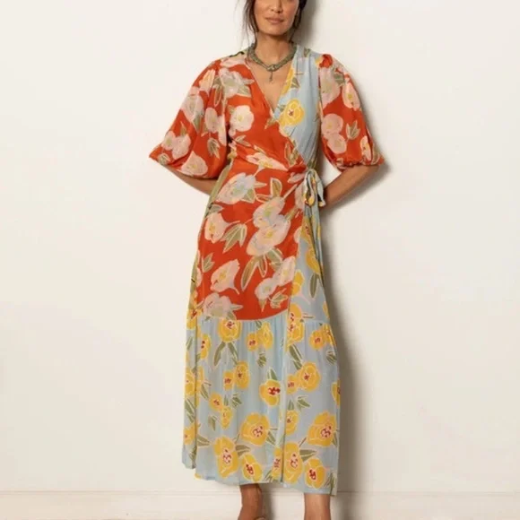 NWT CAROLINA‎ K DONNA FLORAL ROBE DRESS IN PEONIES PRINT - Picture 2 of 3